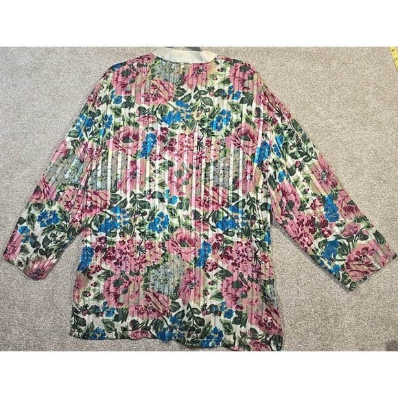 Victoria's Secret 2 Pc Vtg 90s Satin Floral Pajama Set Top Pants Ivory Women's L - Picture 8 of 16